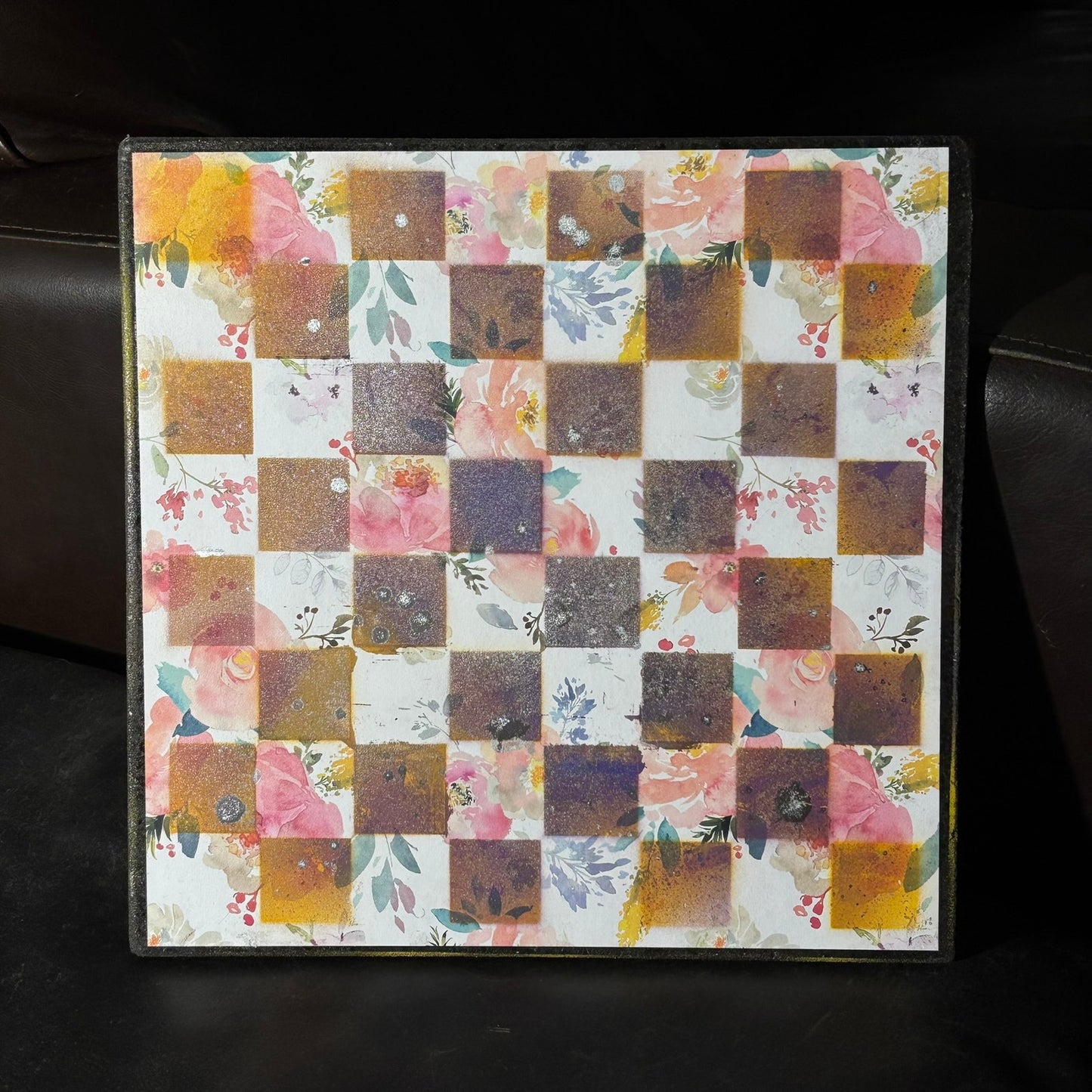 Yellow & Purple Flowers - Scrapbook Chess Board