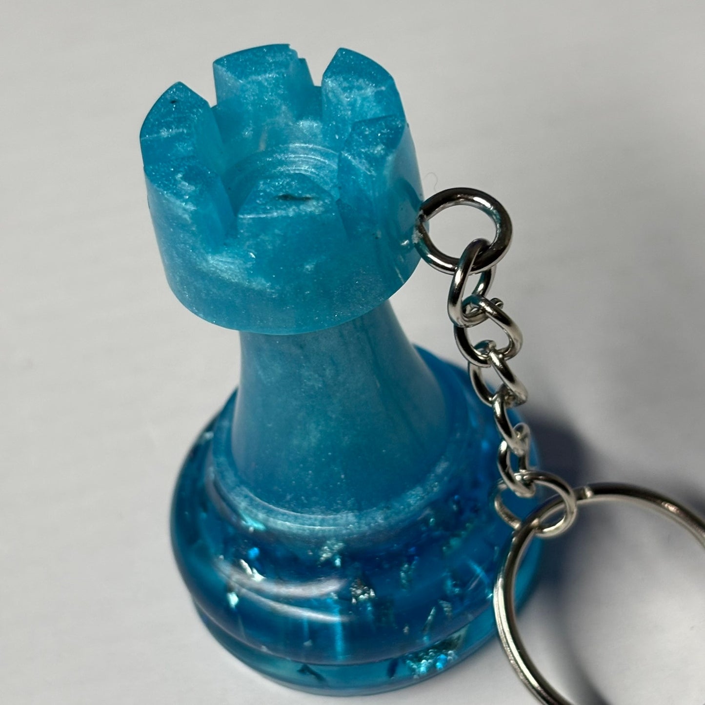 The Ice Blue Rook - Handmade Resin Keychain - Large Edition