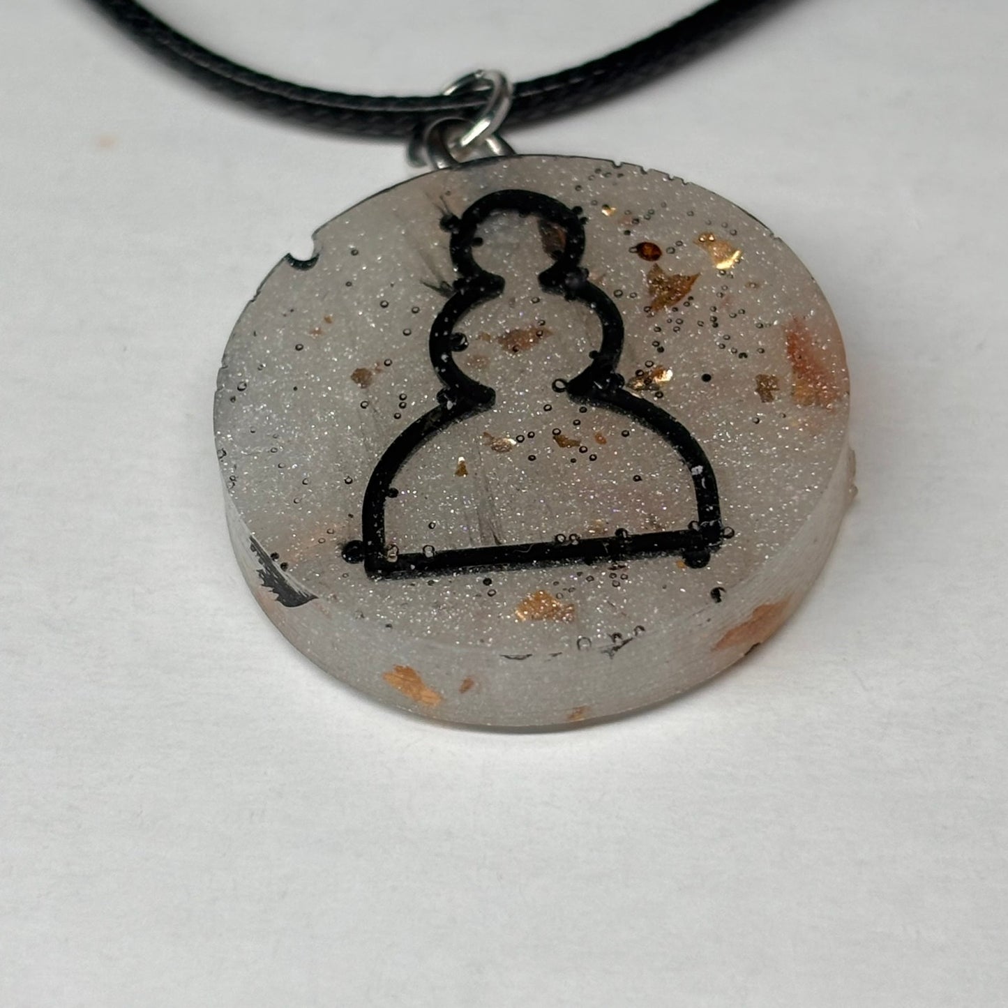Golden White Pawn - Handmade Resin Chess Necklace