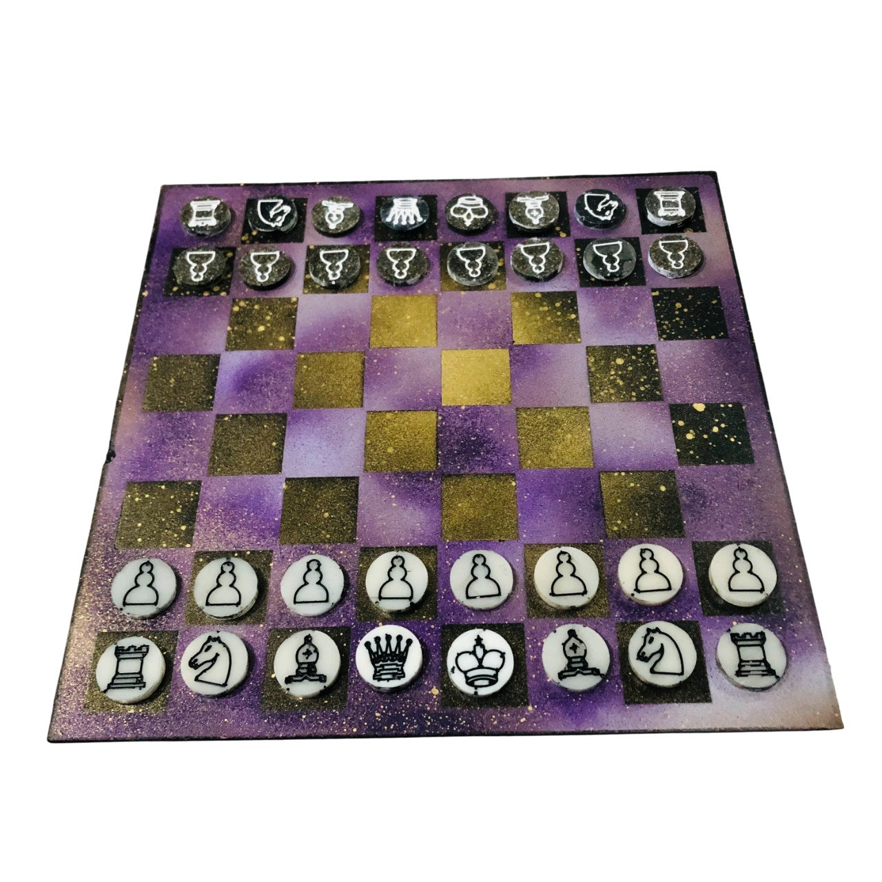 Golden Purple Galaxy - Painted Chess Set