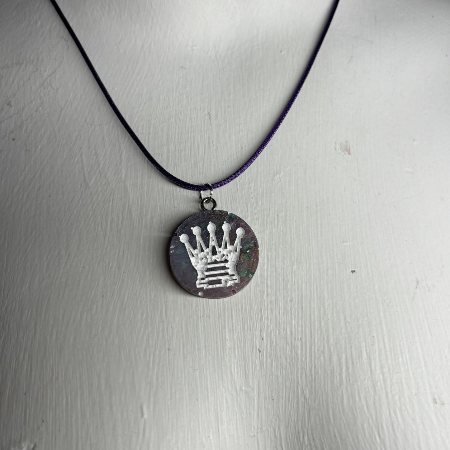 Purple Haze Queen - Handmade Resin Chess Necklace