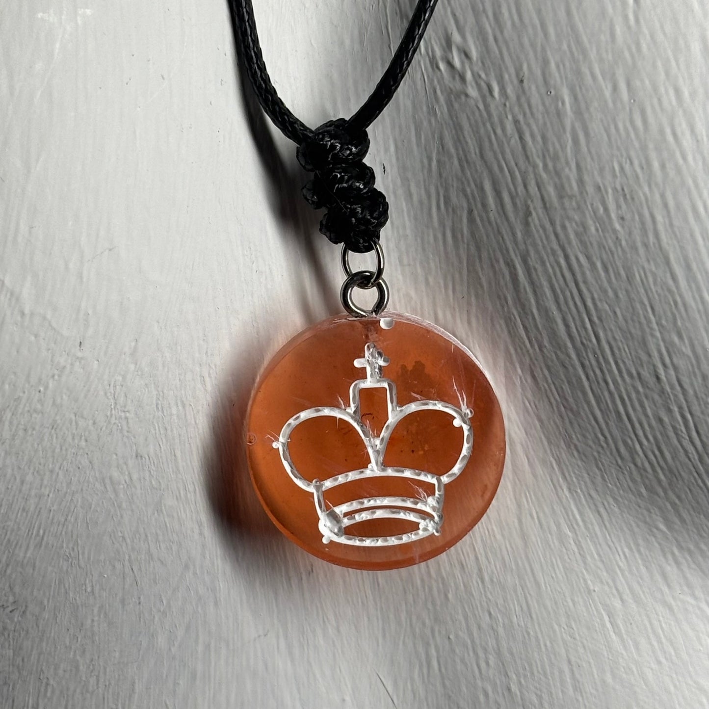 Orange King - Handmade Resin Chess Necklace