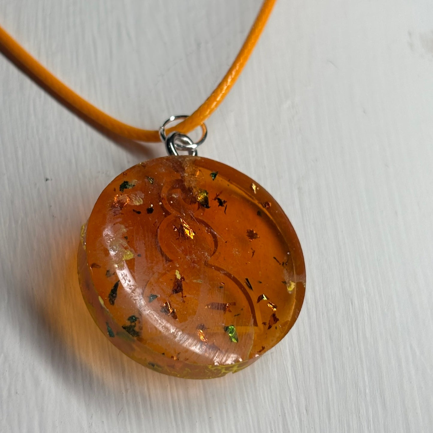 Amber Glow Pawn - Handmade Resin Chess Necklace