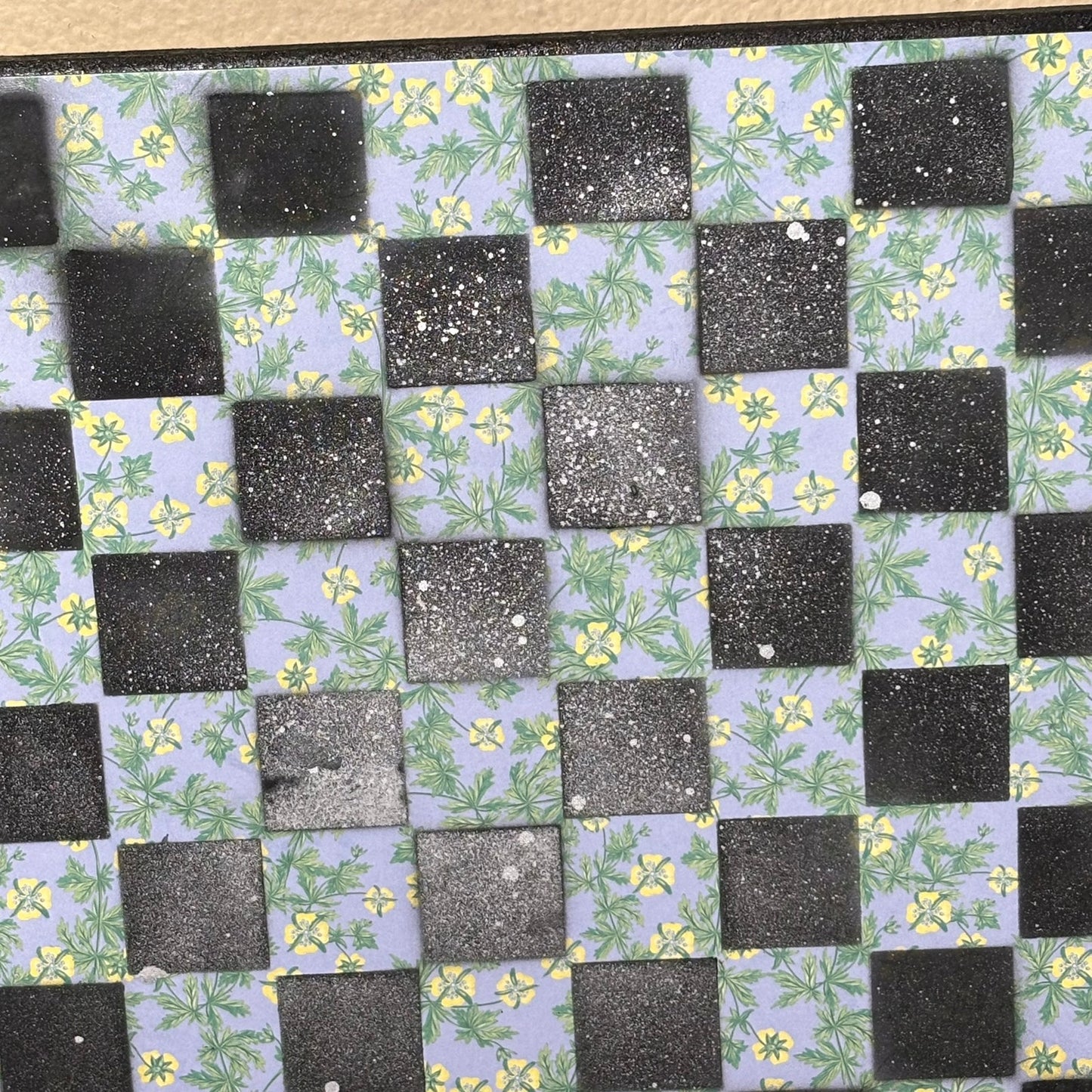 Beautiful Flowers With Chrome Rain - Scrapbook Chess Board