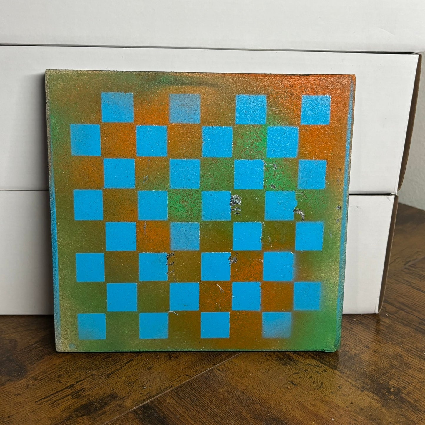 Blue And Dirty Green - Painted Double Sided Chess Board