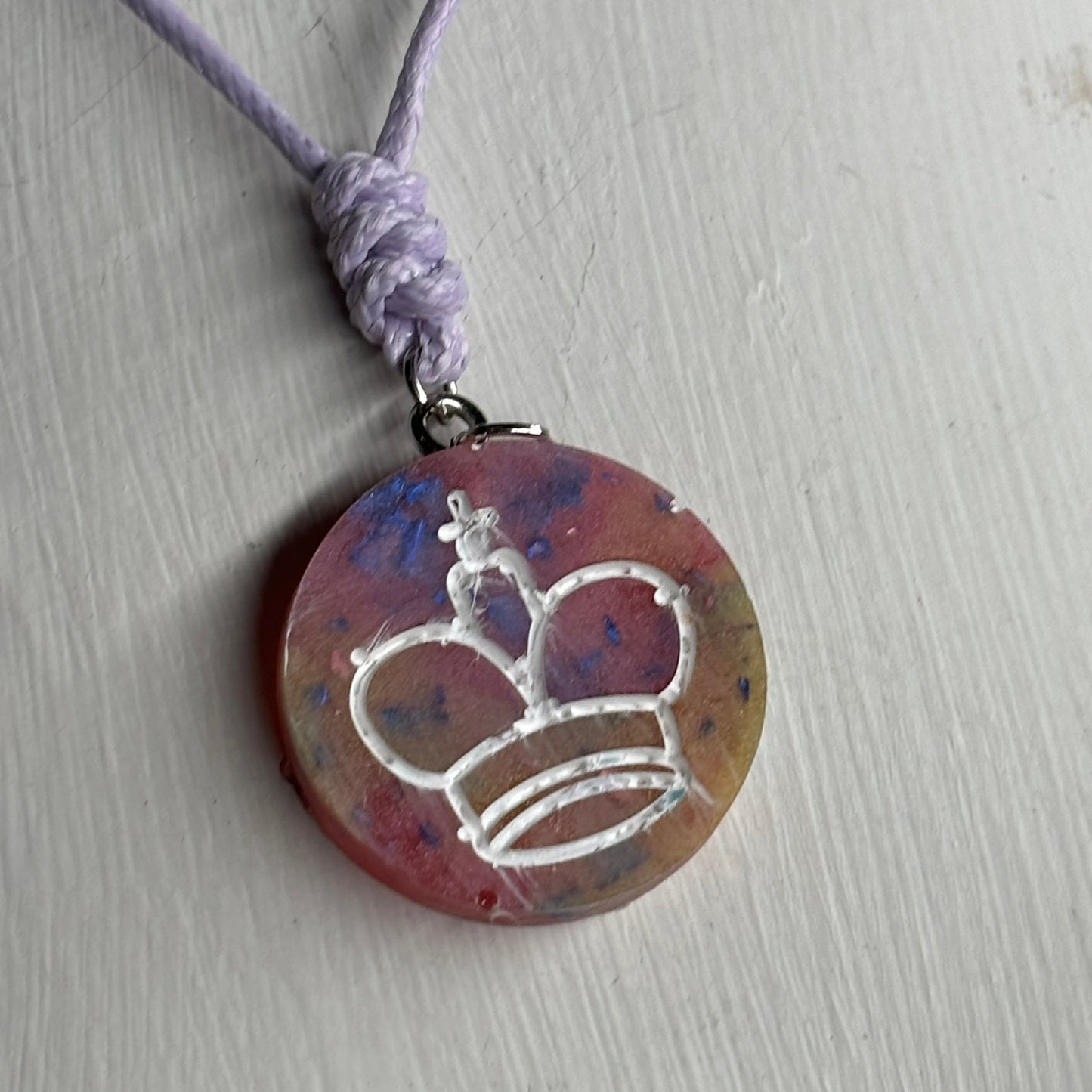 Pink Royal King - Handmade Resin Chess Necklace