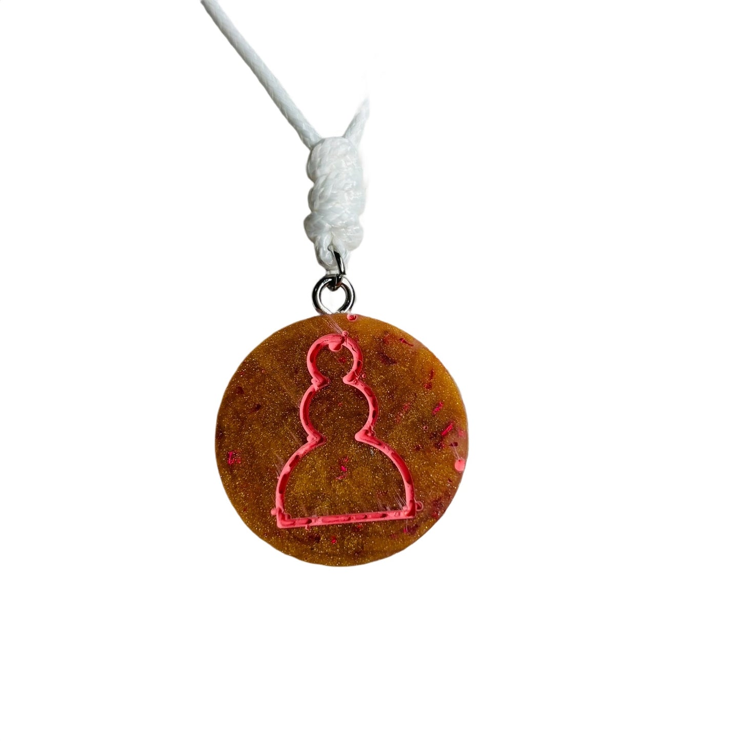 Furnace Orange Pawn - Handmade Resin Chess Necklace