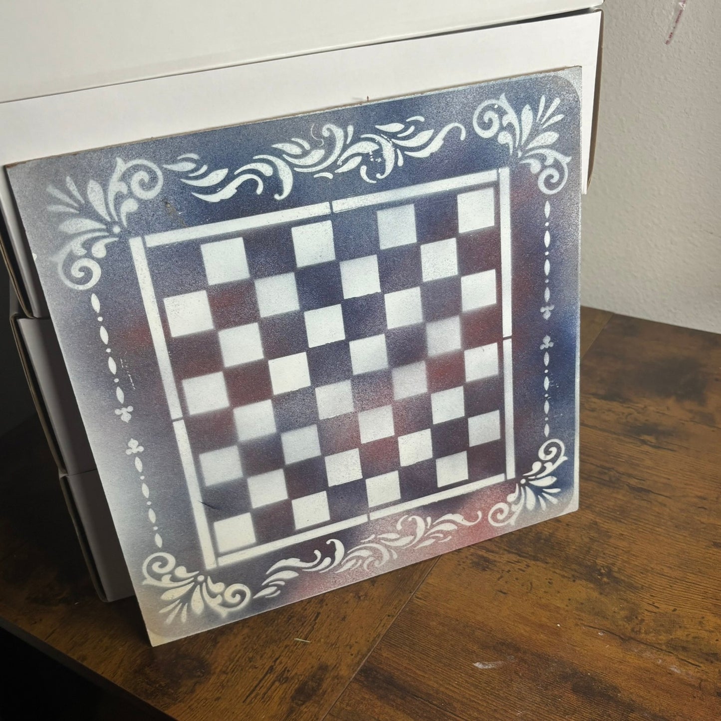 Cloudy Color Mesh - Painted Chess Board