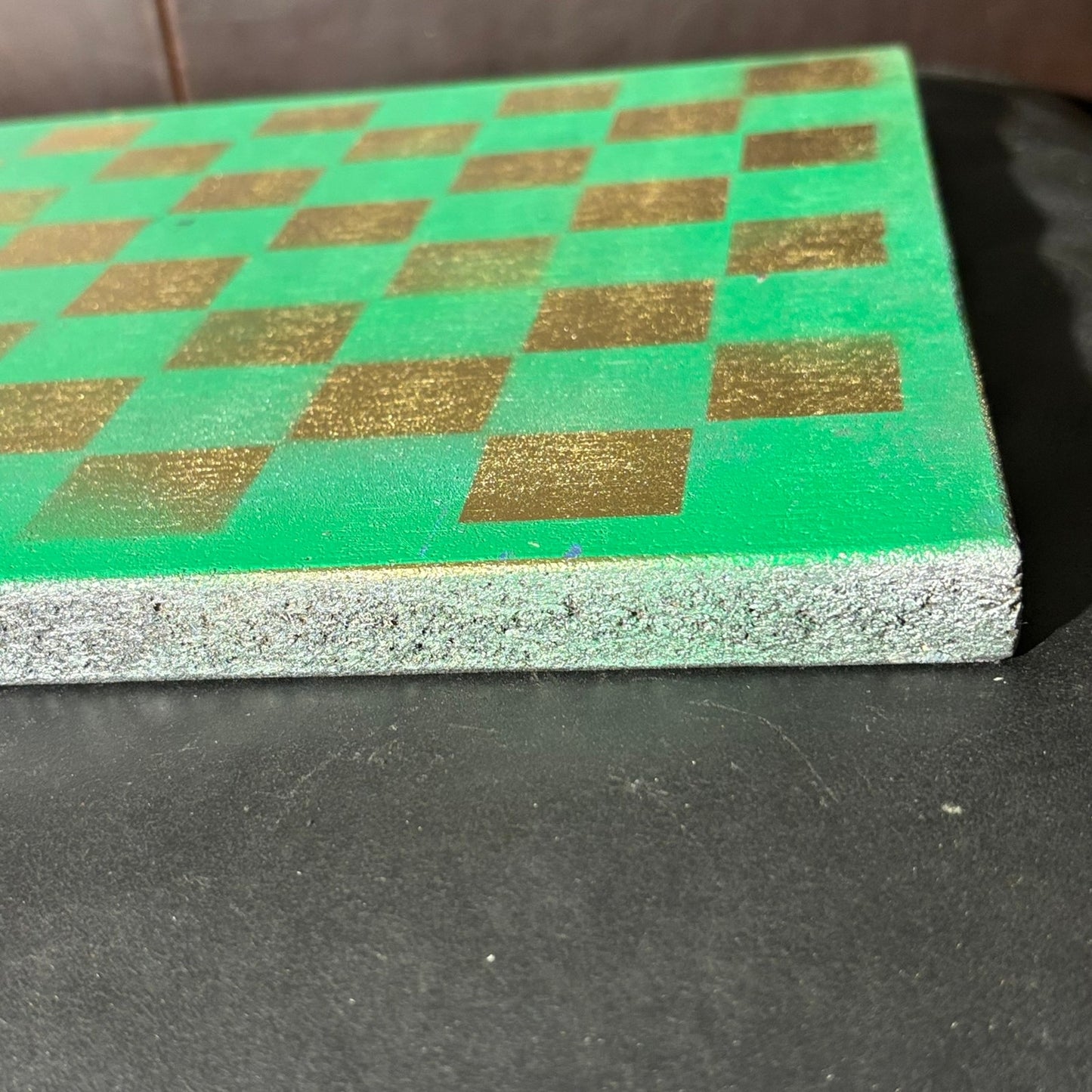 Goldish Neon Green - Painted Chess Board