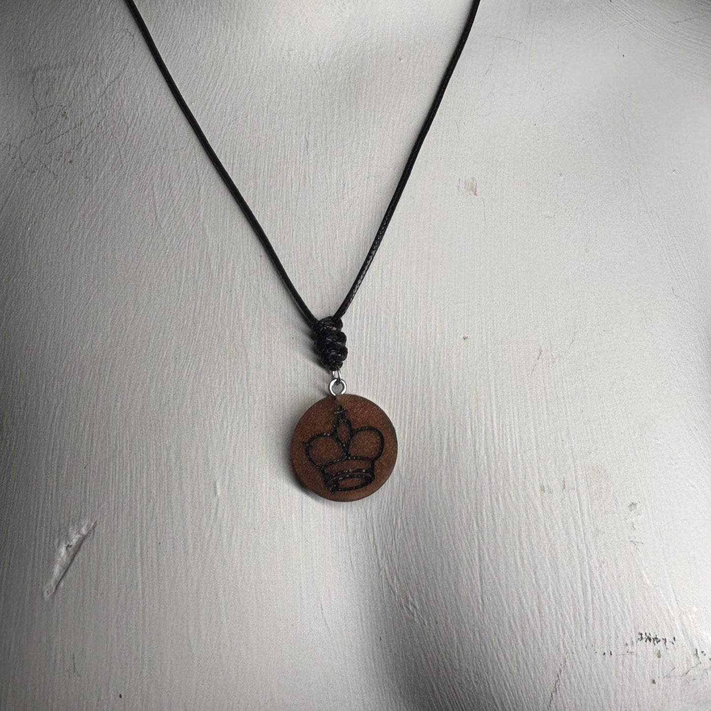 Dark Amber King - Handmade Resin Chess Necklace