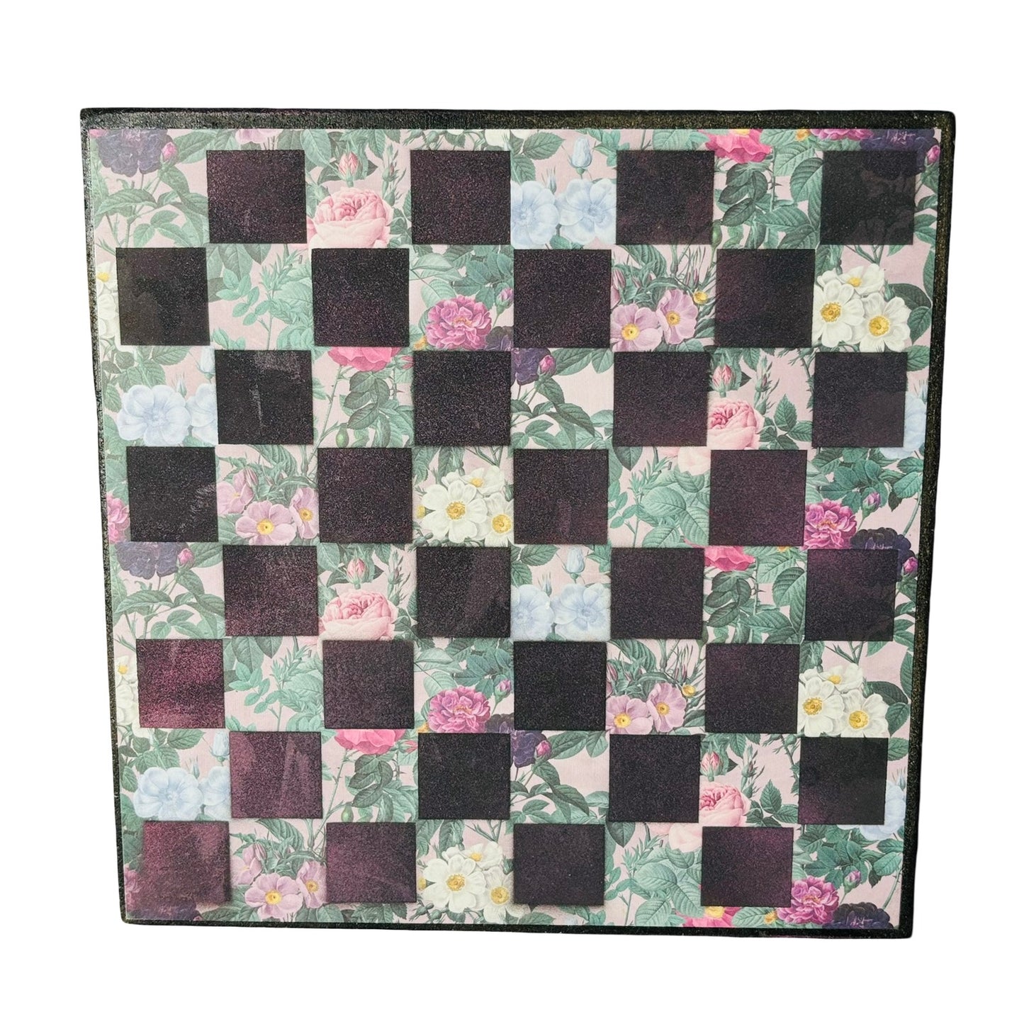 Pink & Green Flowers - Scrapbook Chess Board