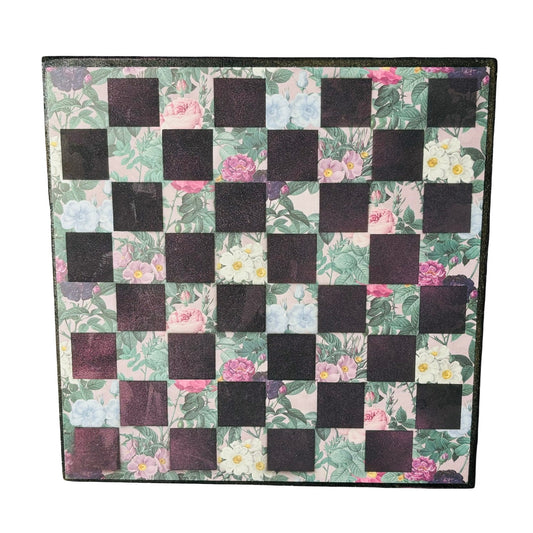 Pink & Green Flowers - Scrapbook Chess Board