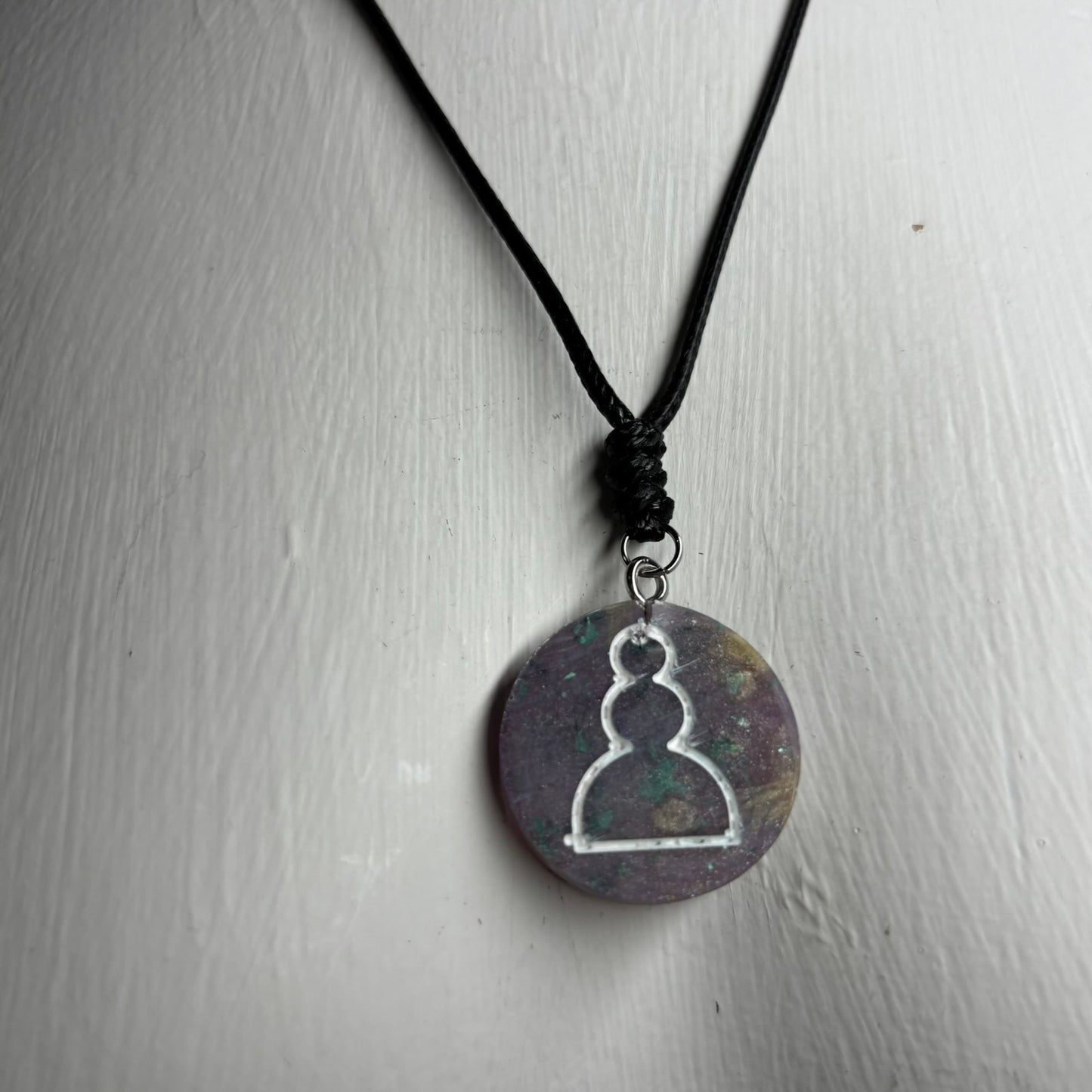 Sanded Purple Pawn - Handmade Resin Chess Necklace