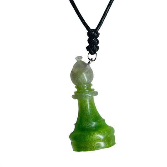 Sublime Green Bishop- Handmade Resin Chess Necklace