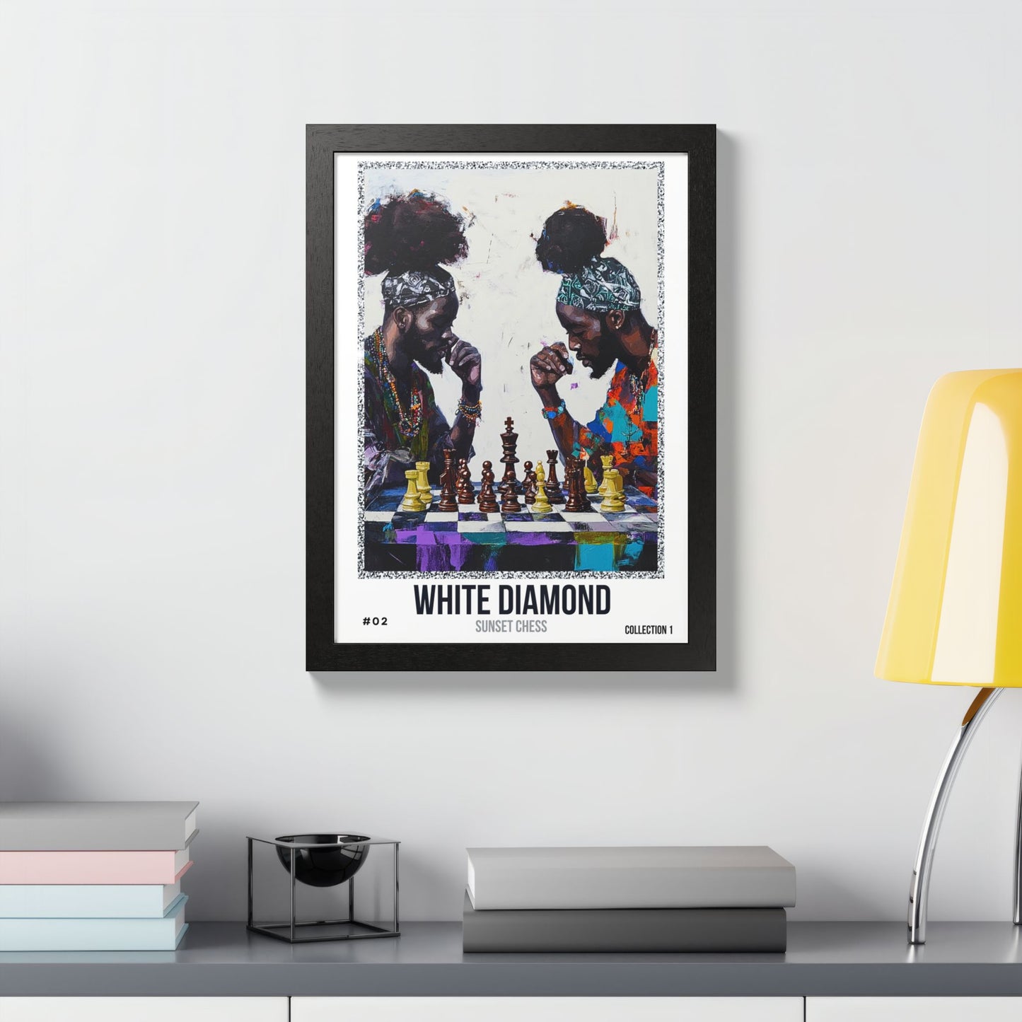 White Diamond - Collection 1 Card #02 - Sunset Card Poster Framed 12"x16"