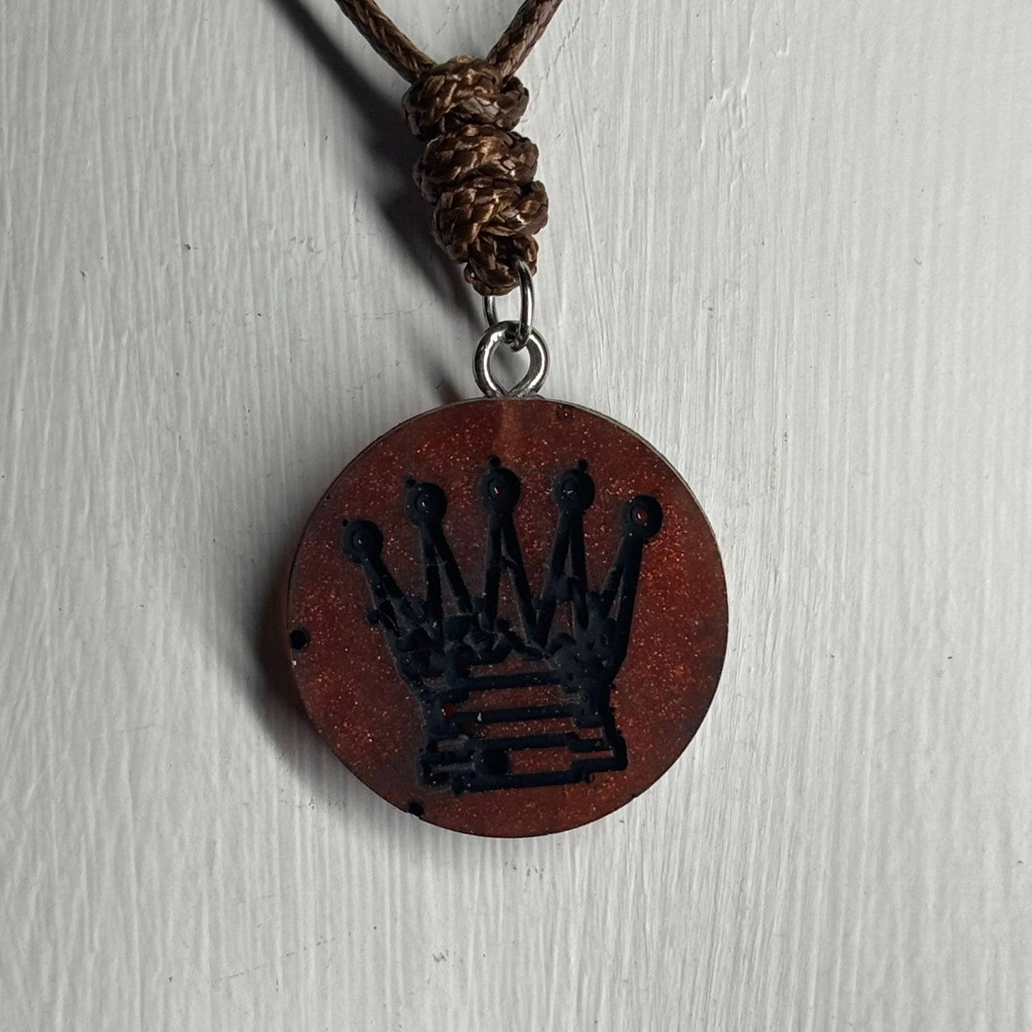 Vintage Red Queen - Handmade Resin Chess Necklace