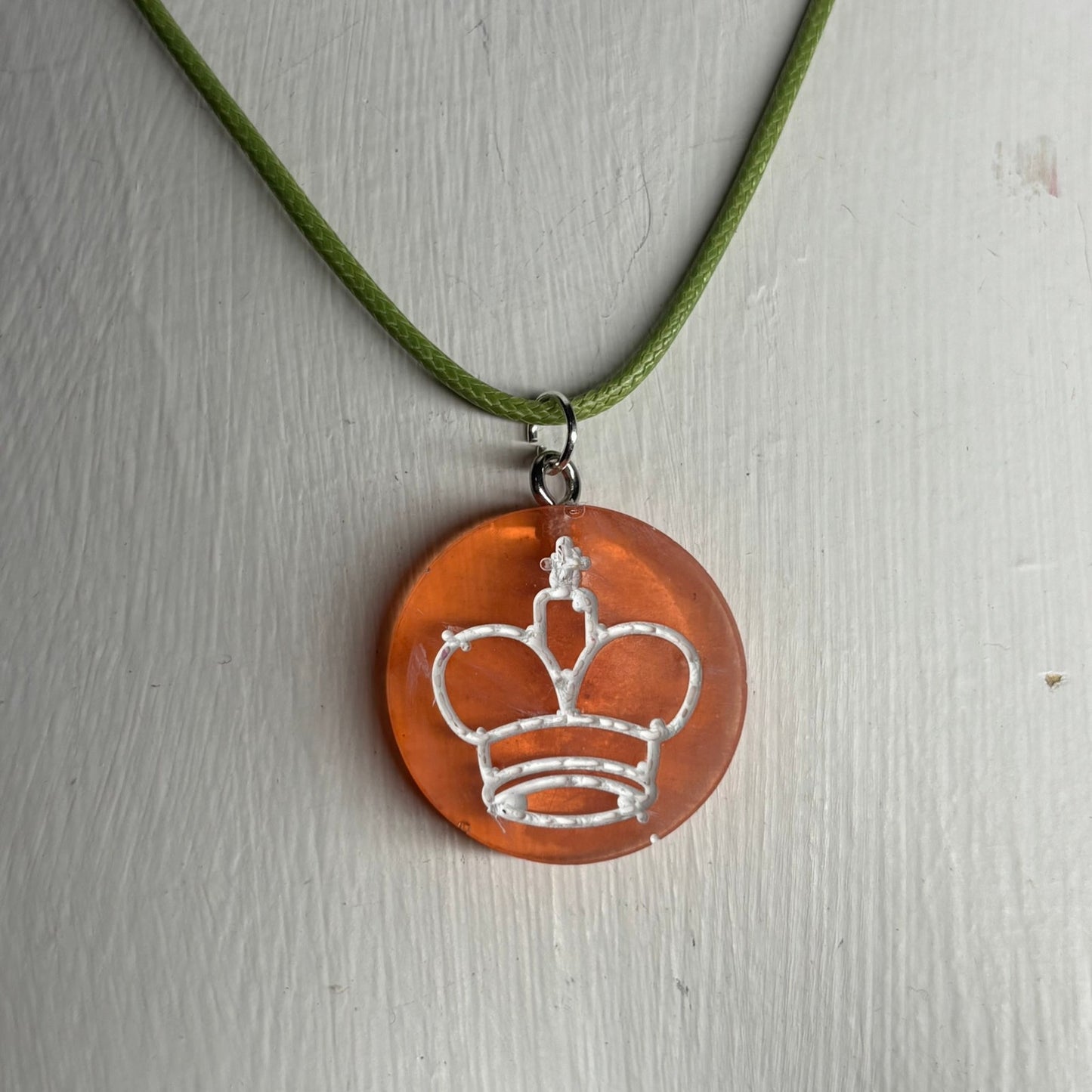 Translucent Orange King - Handmade Resin Chess Necklace