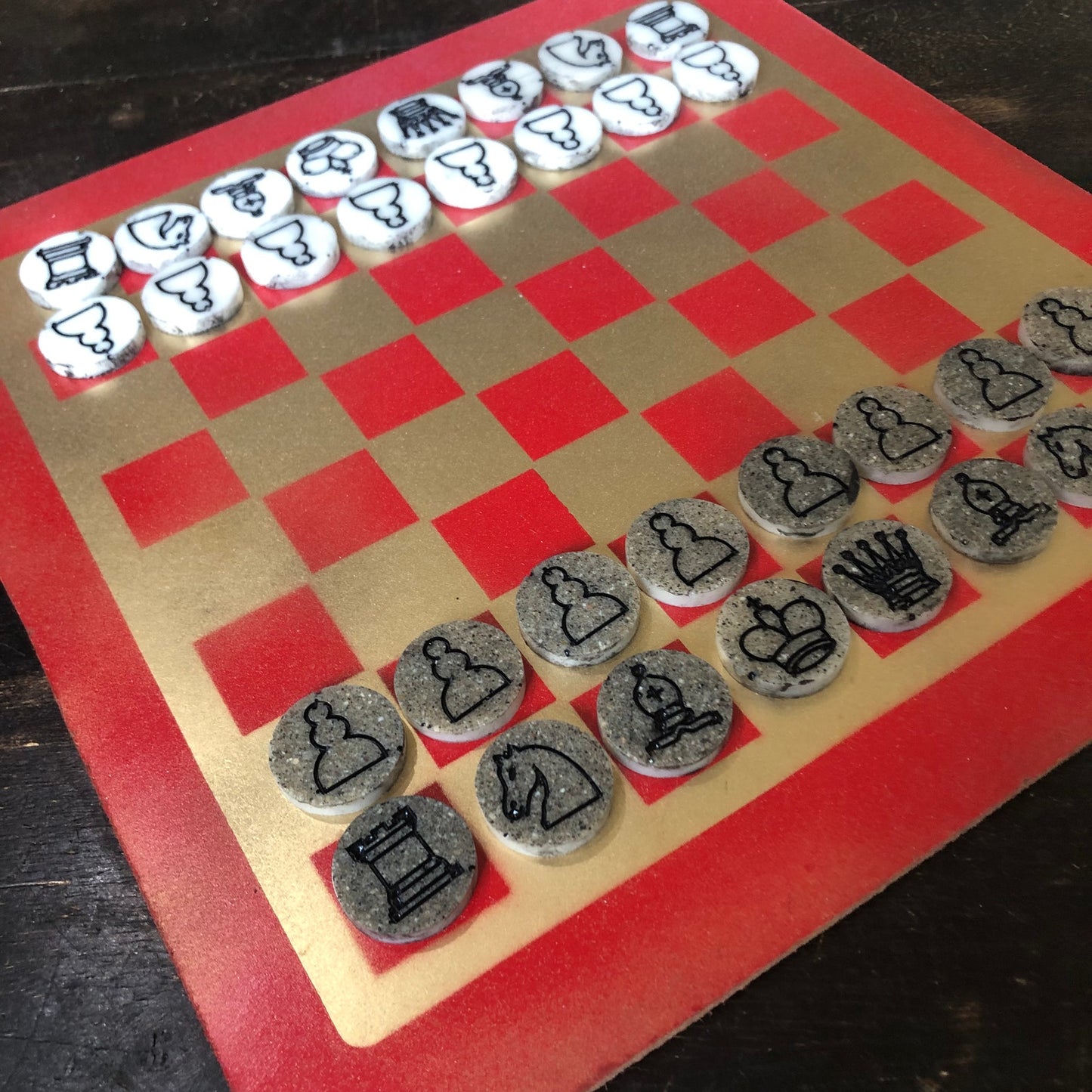 Supreme Golden Red- Painted Chess Set