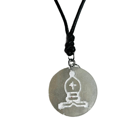 White Bishop - Handmade Resin Chess Necklace
