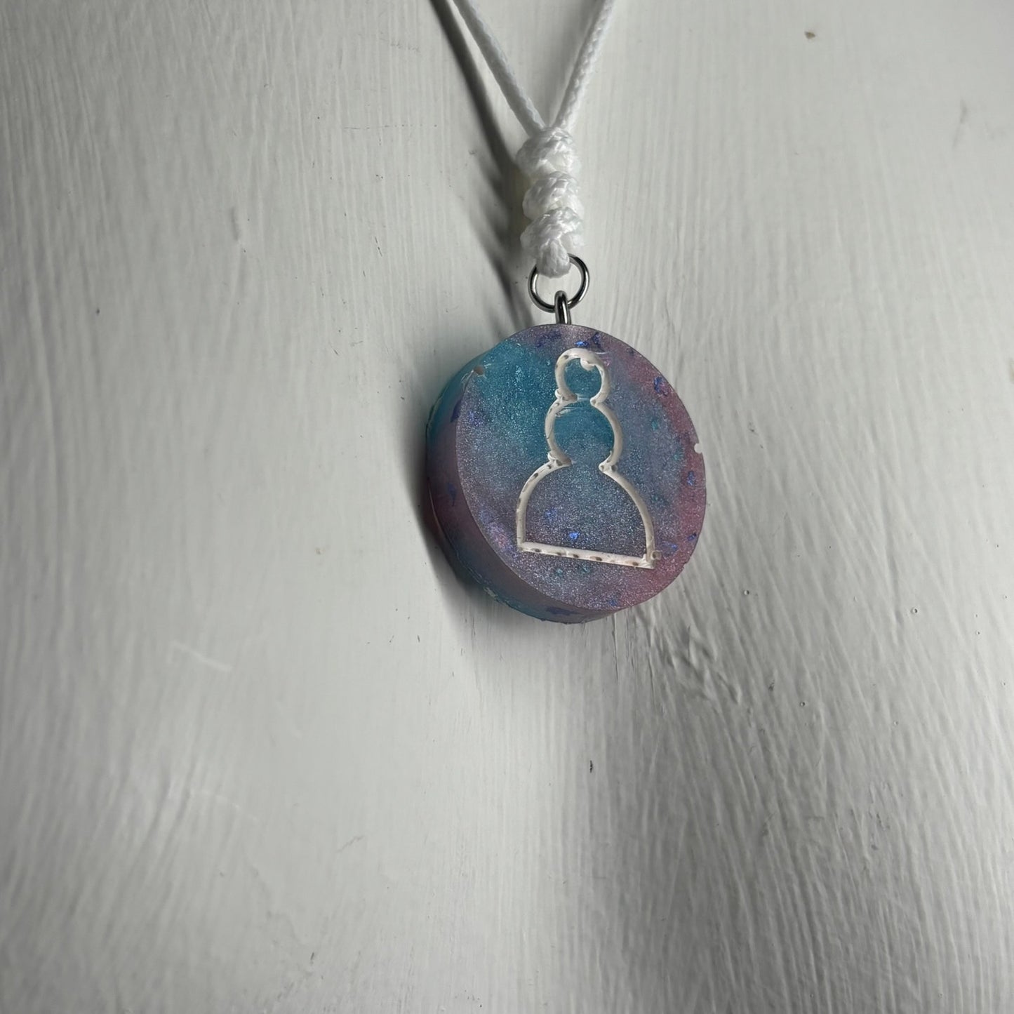Blue Mixed Pawn - Handmade Resin Chess Necklace