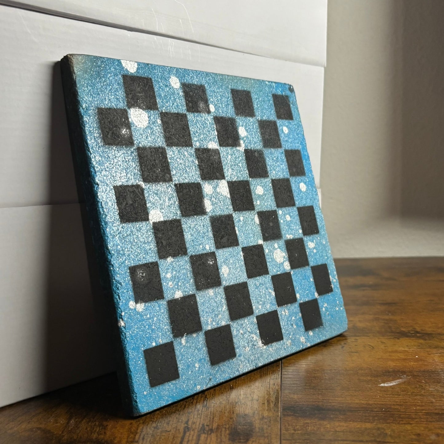 Red & Black Chrome Drip - Painted Double Sided Chess Board