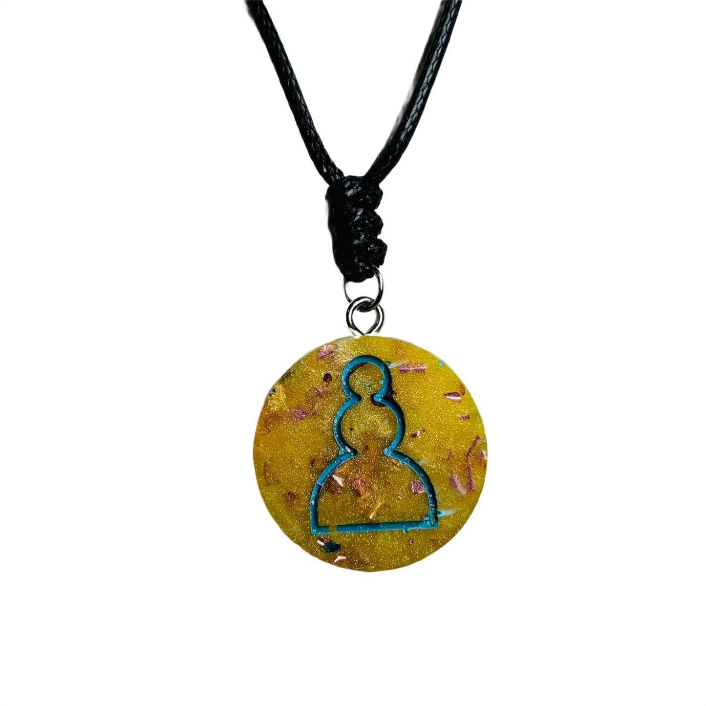 Yellow Crystal Pawn - Handmade Resin Chess Necklace