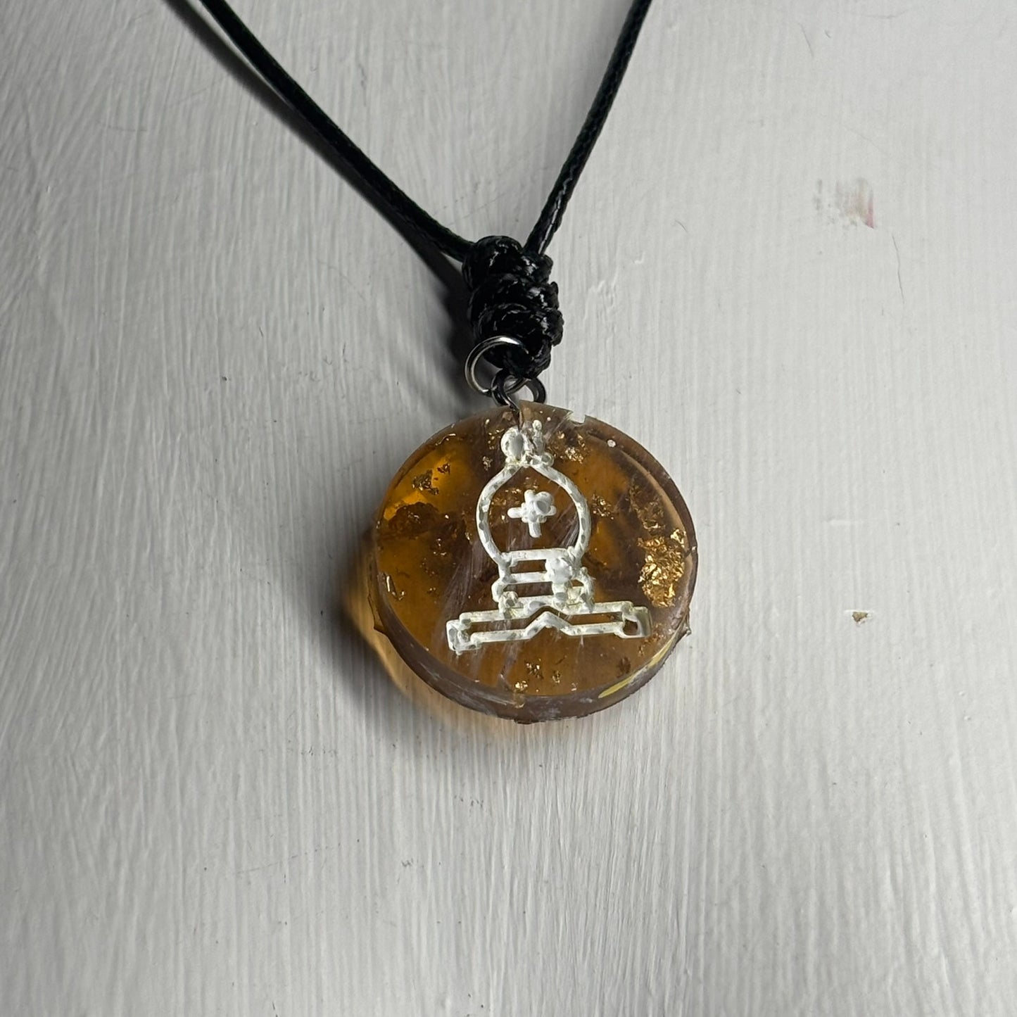 Amber Bishop - Handmade Resin Chess Necklace
