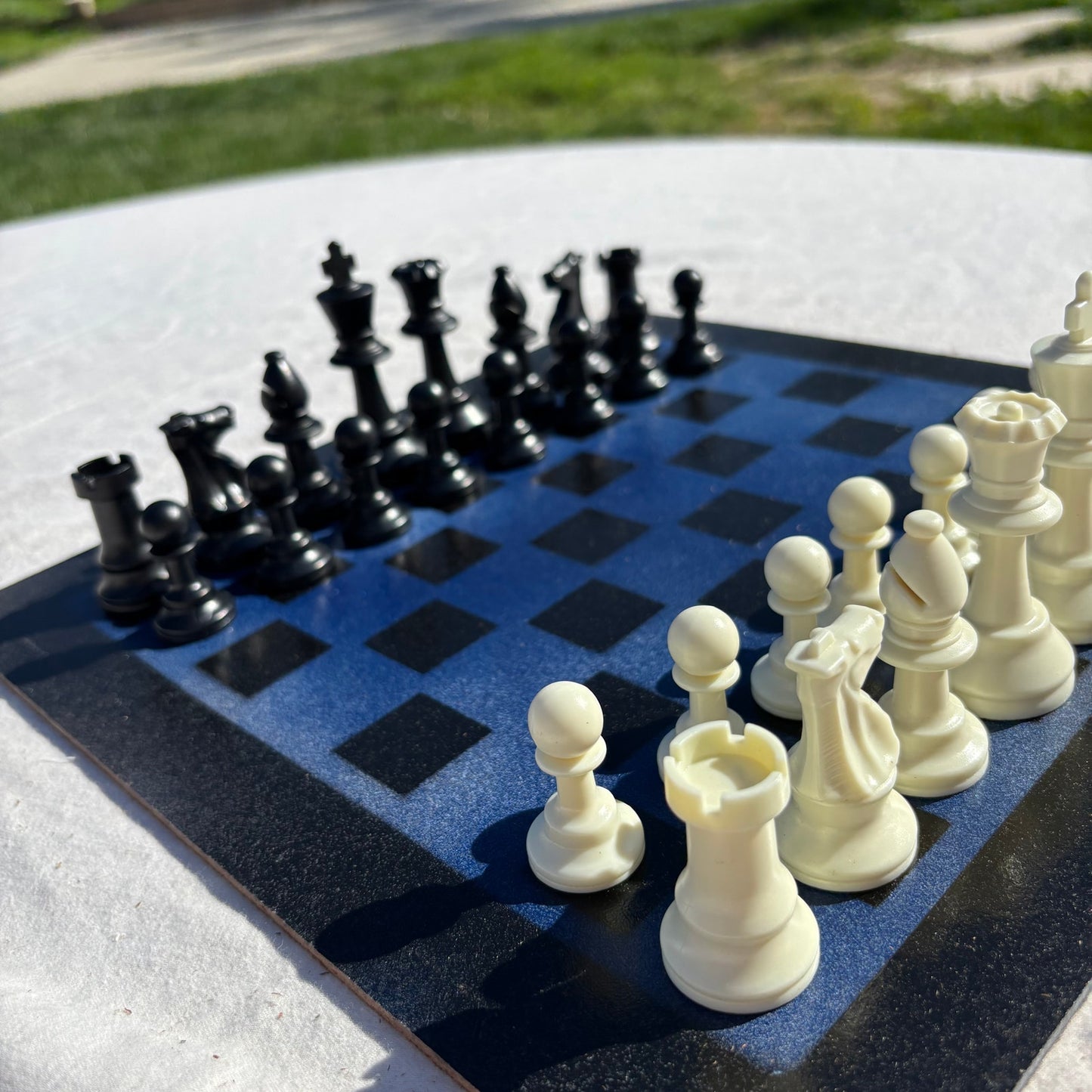 Dark Blue & Black - Painted Chess Set