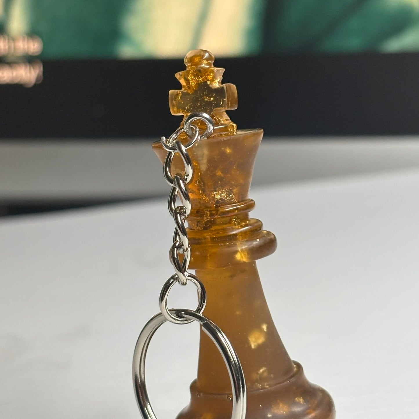Amber Colored King - Handmade Resin Keychain