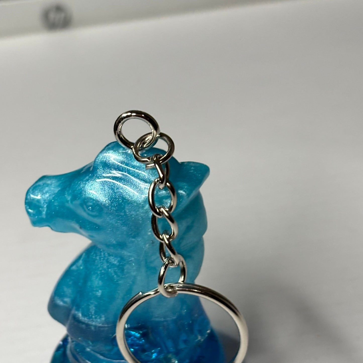 Ice Blue Knight - Handmade Resin Keychain - Large Edition