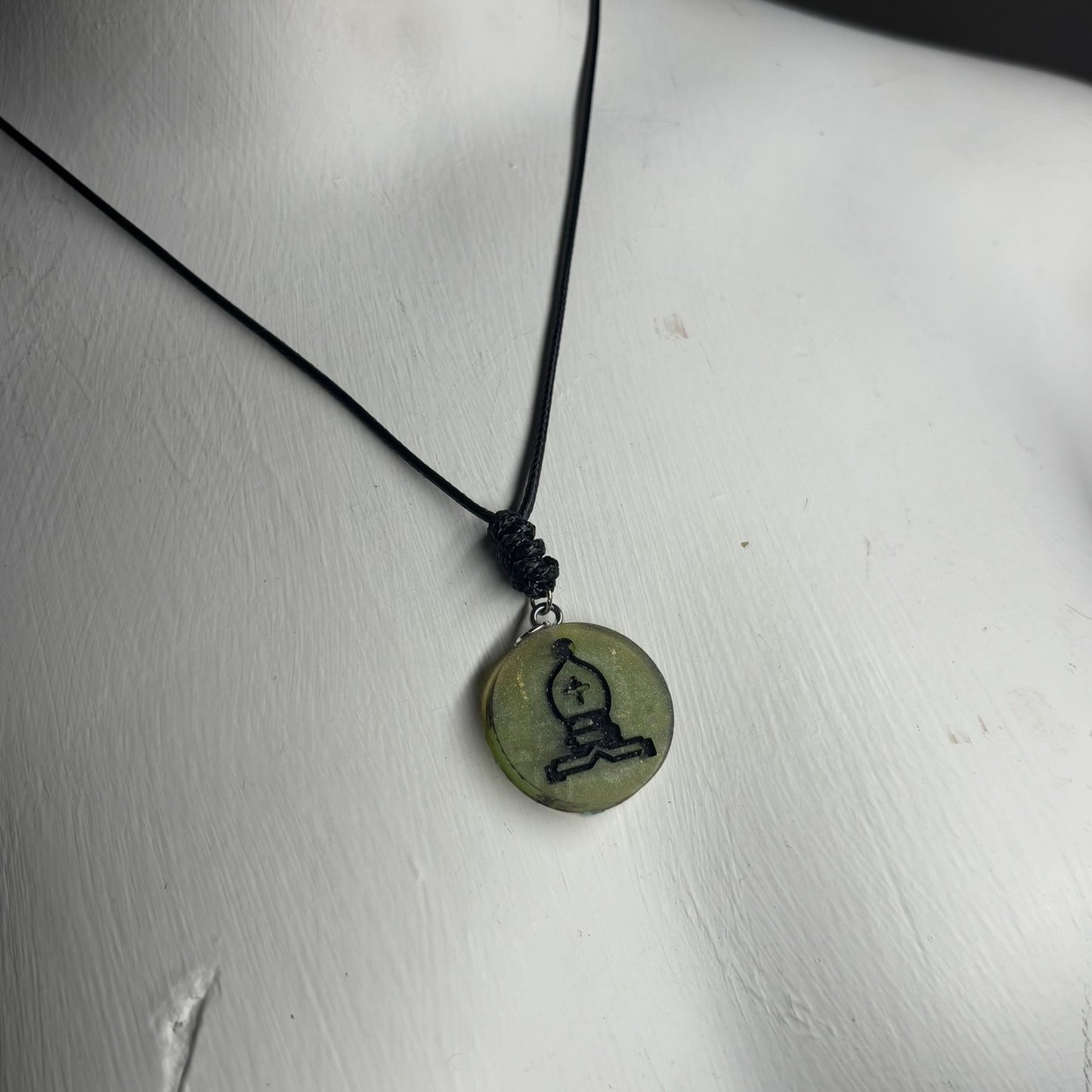 Lime Green Bishop - Handmade Resin Chess Necklace