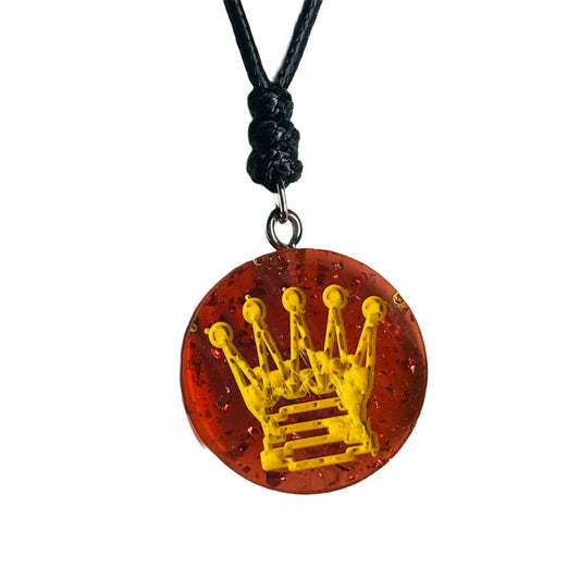 Crystal Red Queen - Handmade Resin Chess Necklace