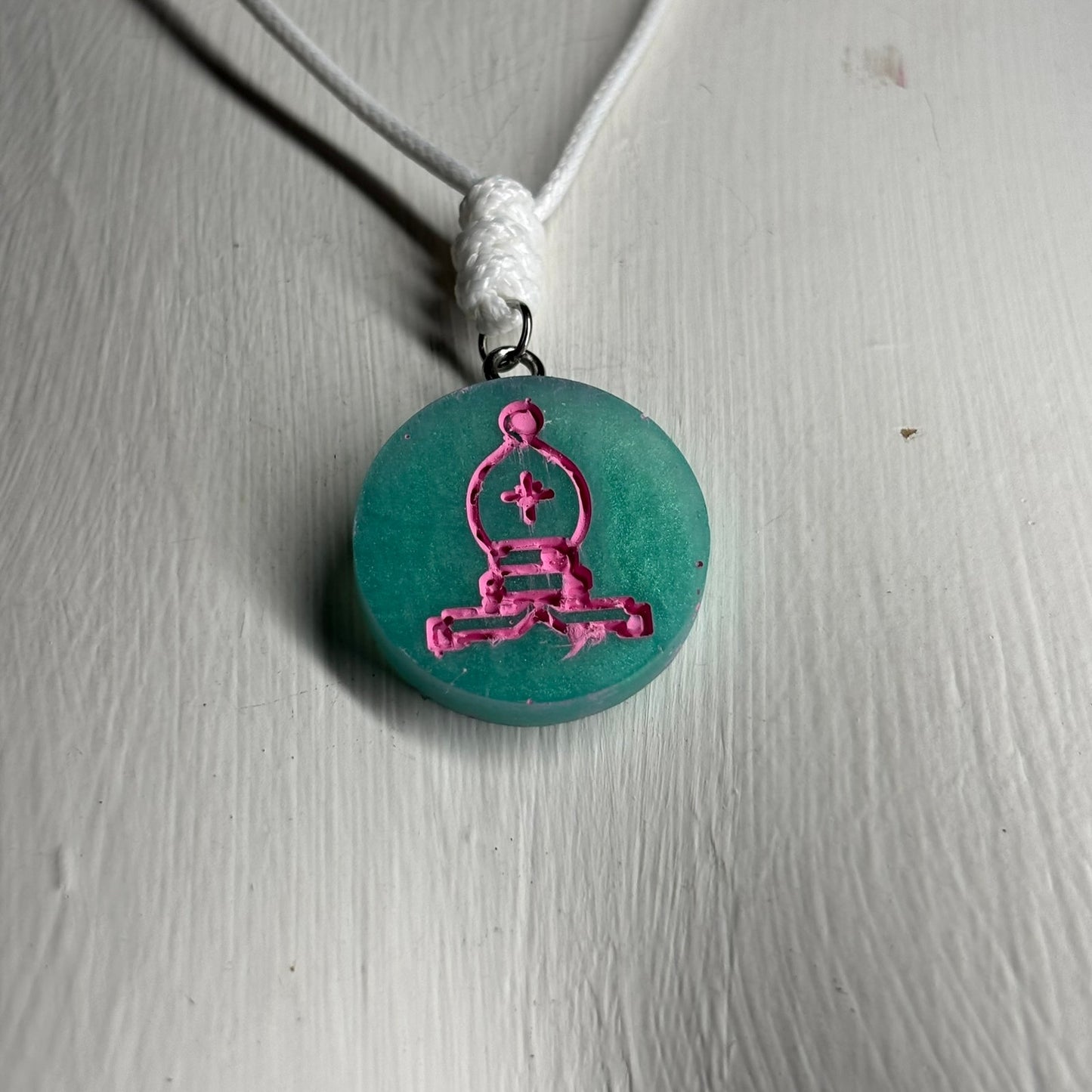 Miami Pink Bishop - Handmade Resin Chess Necklace