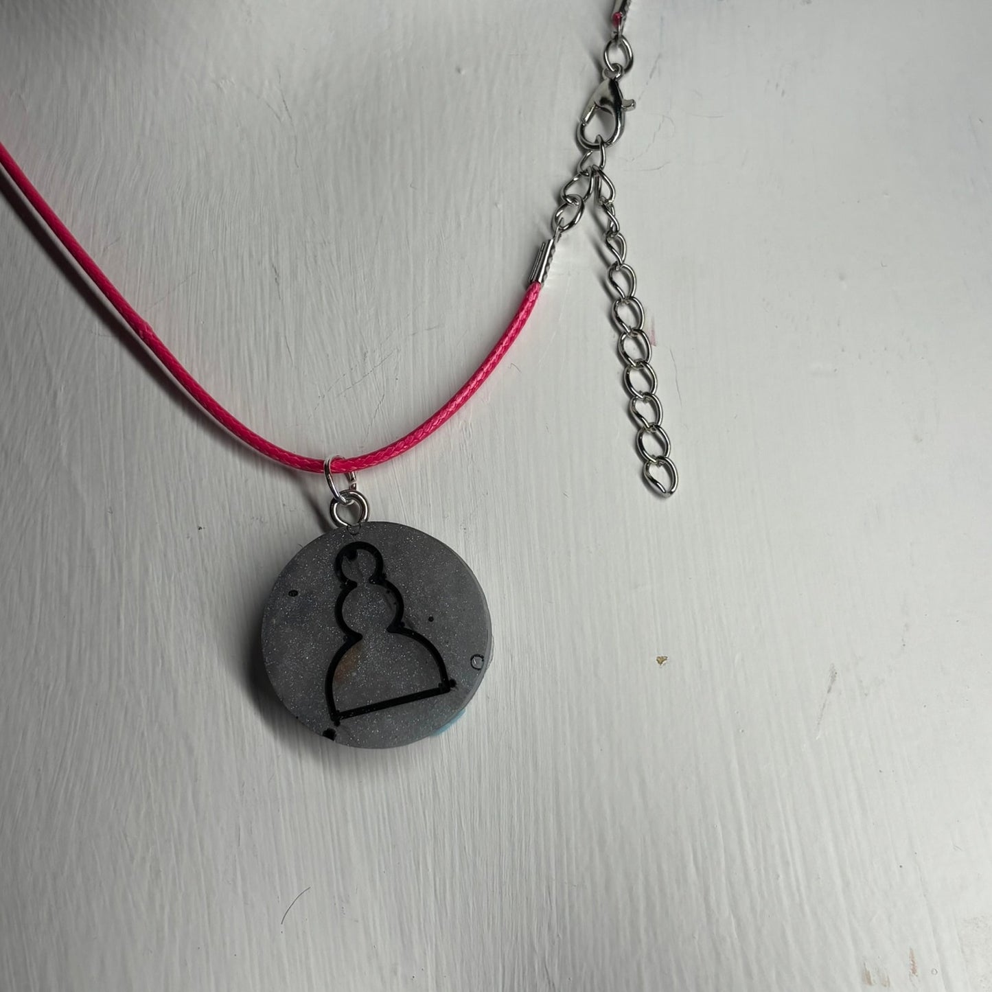 Gray Red Pawn - Handmade Resin Chess Necklace