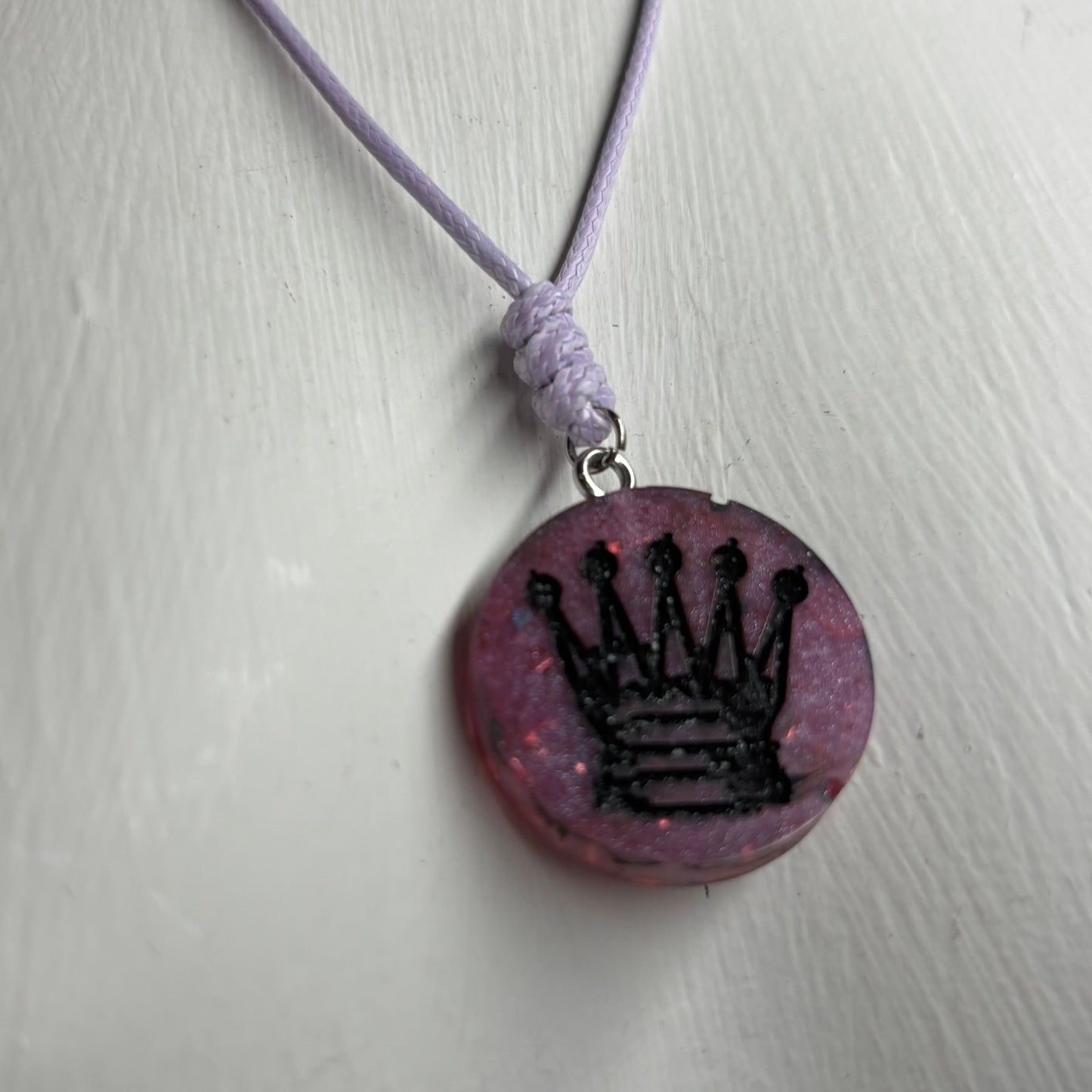 Supreme Dark Purple Queen - Handmade Resin Chess Necklace