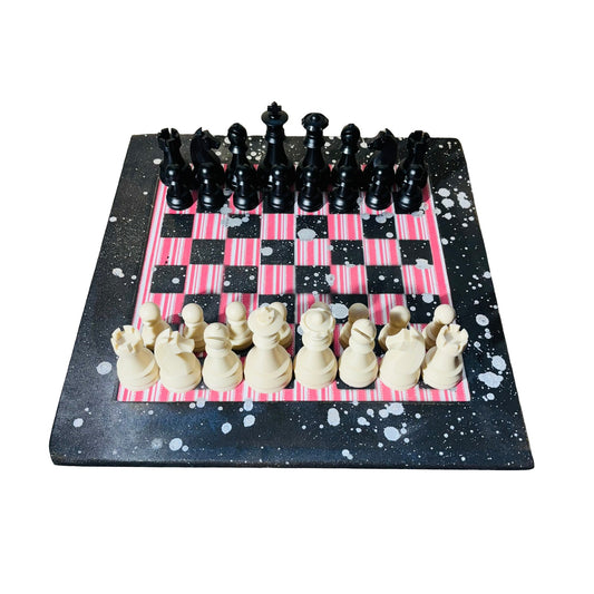 Vintage Red Stripes - Large Deluxe Chess Set