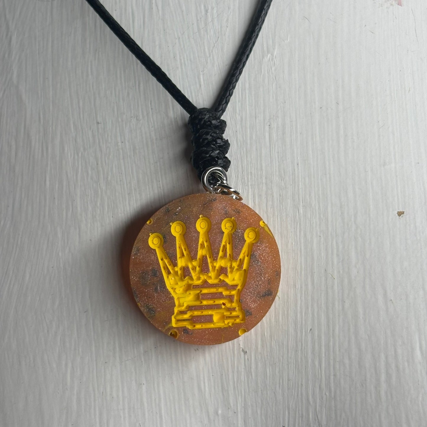 Orange Queen - Handmade Resin Chess Necklace