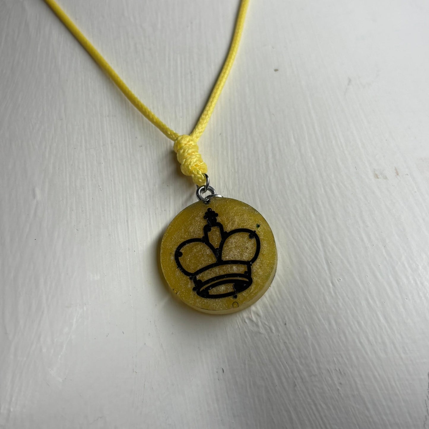 Yellow King - Handmade Resin Chess Necklace