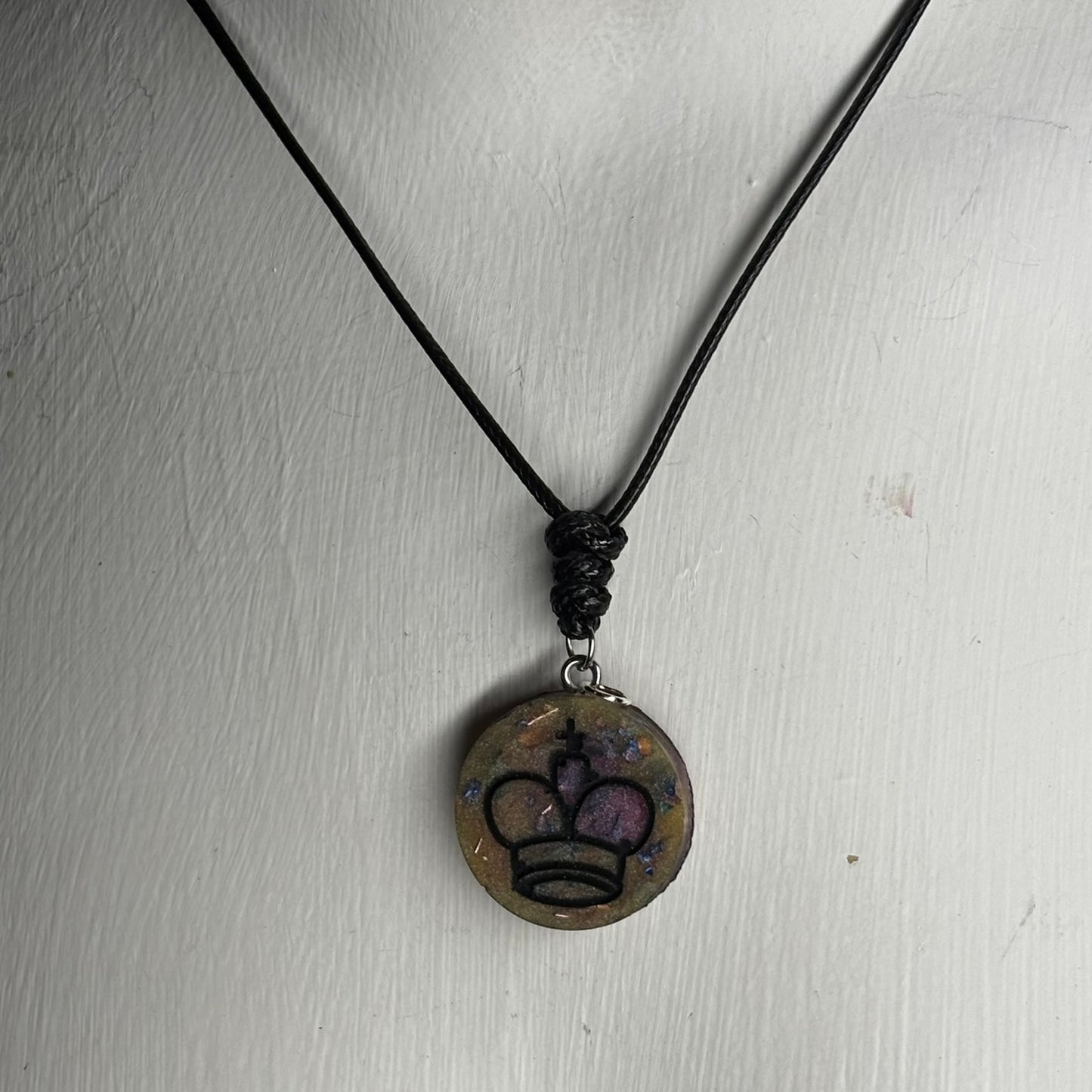 Pink/Yellow King - Handmade Resin Chess Necklace