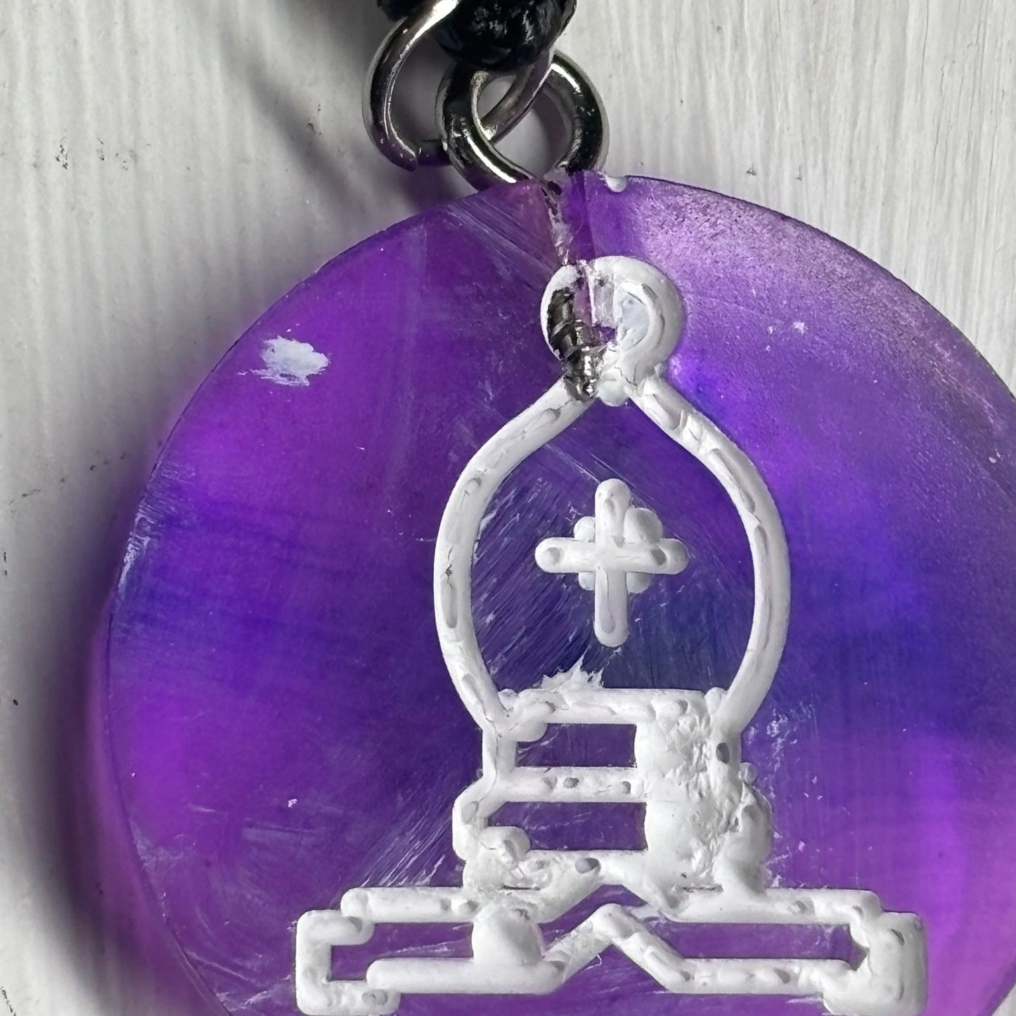 Purple Bishop - Handmade Resin Chess Necklace