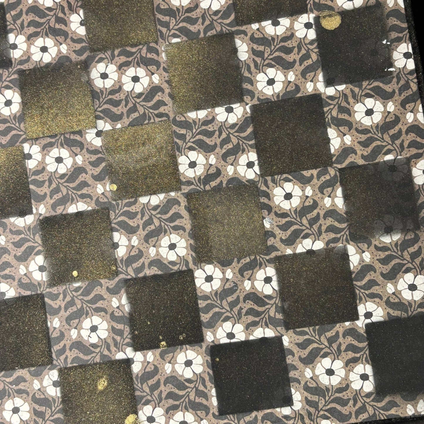 Golden Black Flowers - Scrapbook Chess Board