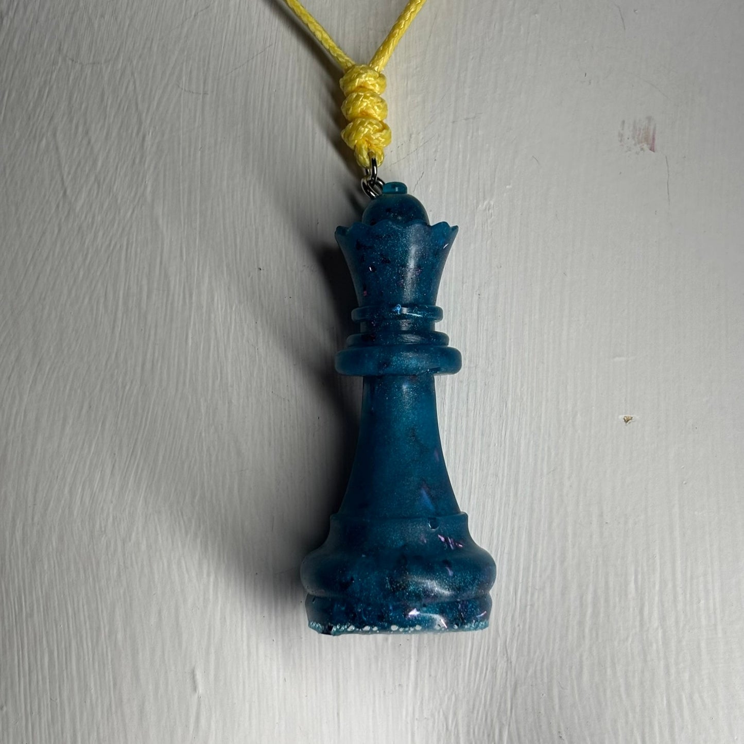 Blue Queen - Handmade Resin Chess Necklace