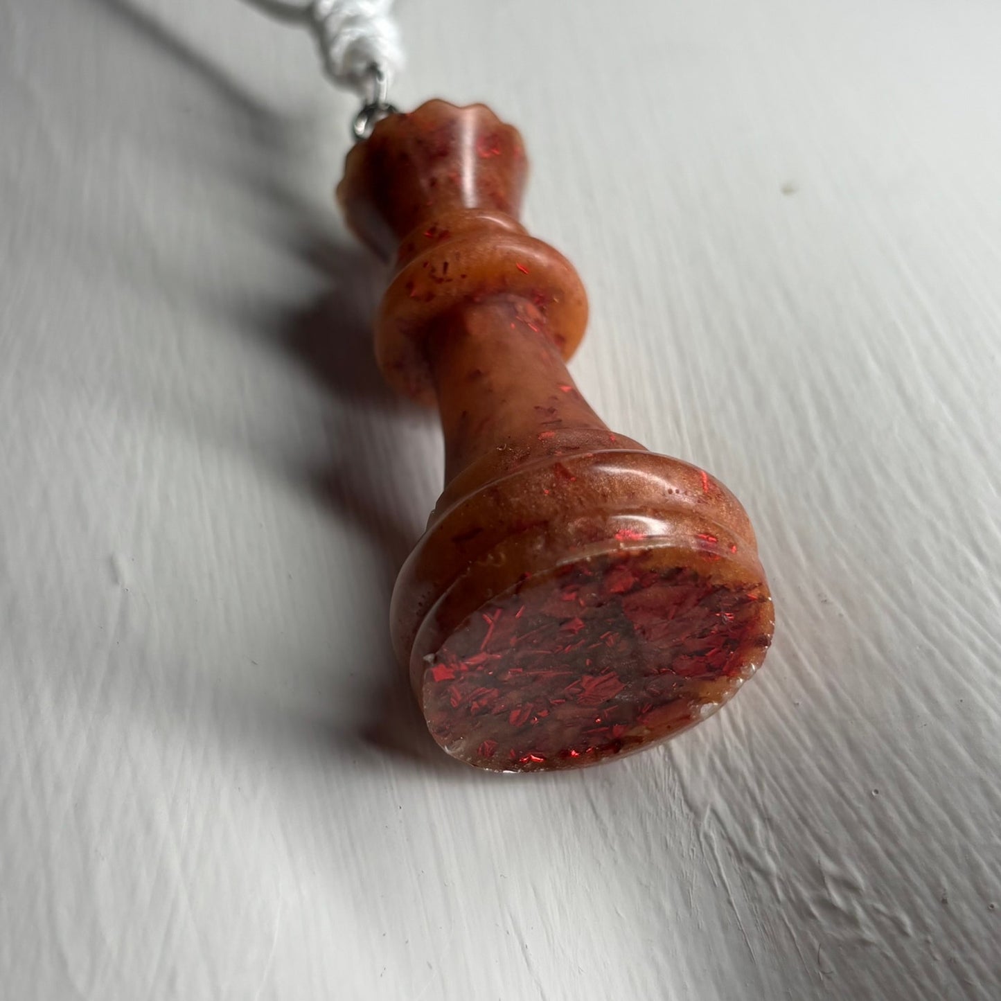 Orange Fire Queen - Handmade Resin Chess Necklace