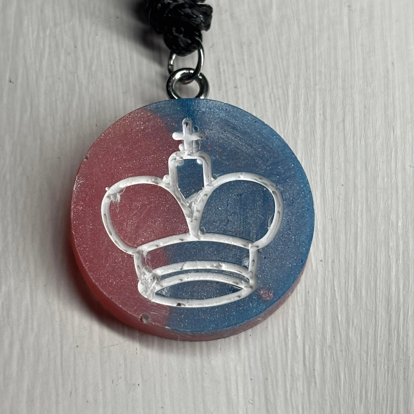 Red & Blue King - Handmade Resin Chess Necklace