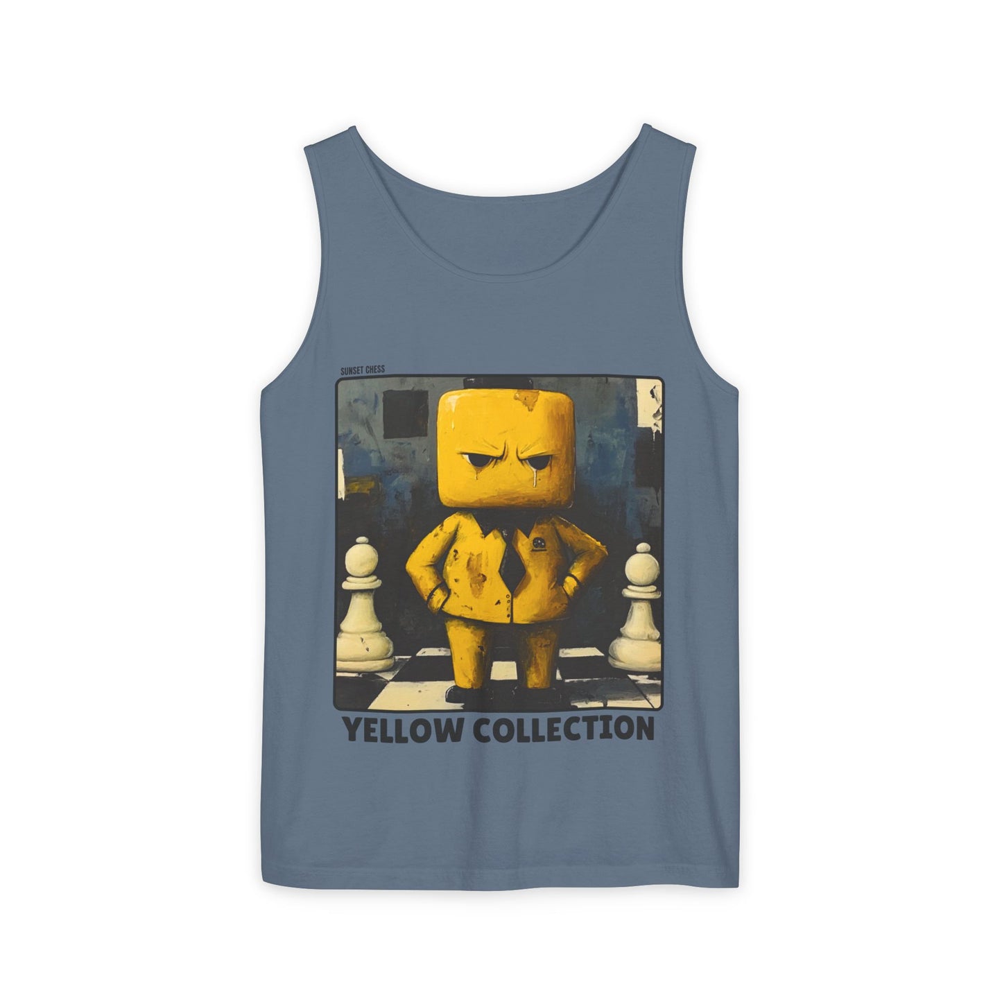 Moody Chess Guy - Faded Blue Chess Tank Top