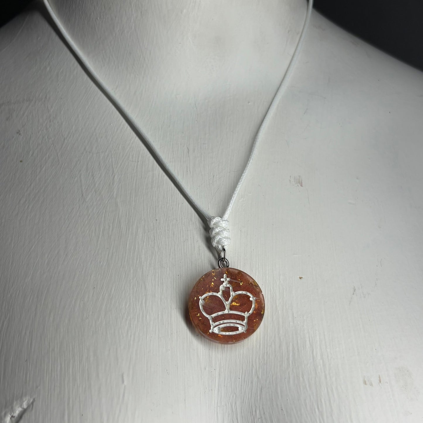 Amber King - Handmade Resin Chess Necklace