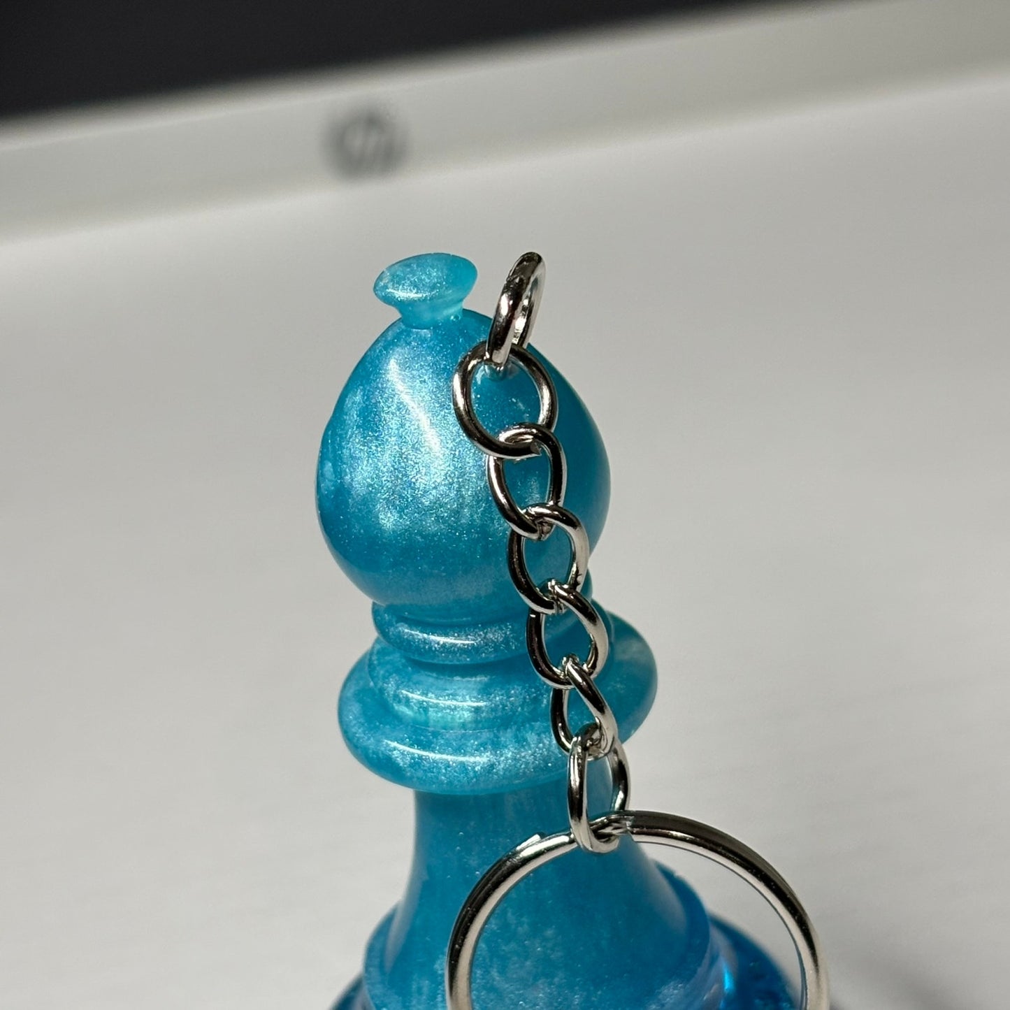 Blue Ice Bishop - Handmade Resin Keychain - Large Edition