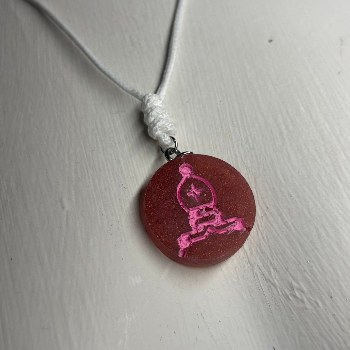 Pink Bishop - Handmade Resin Chess Necklace