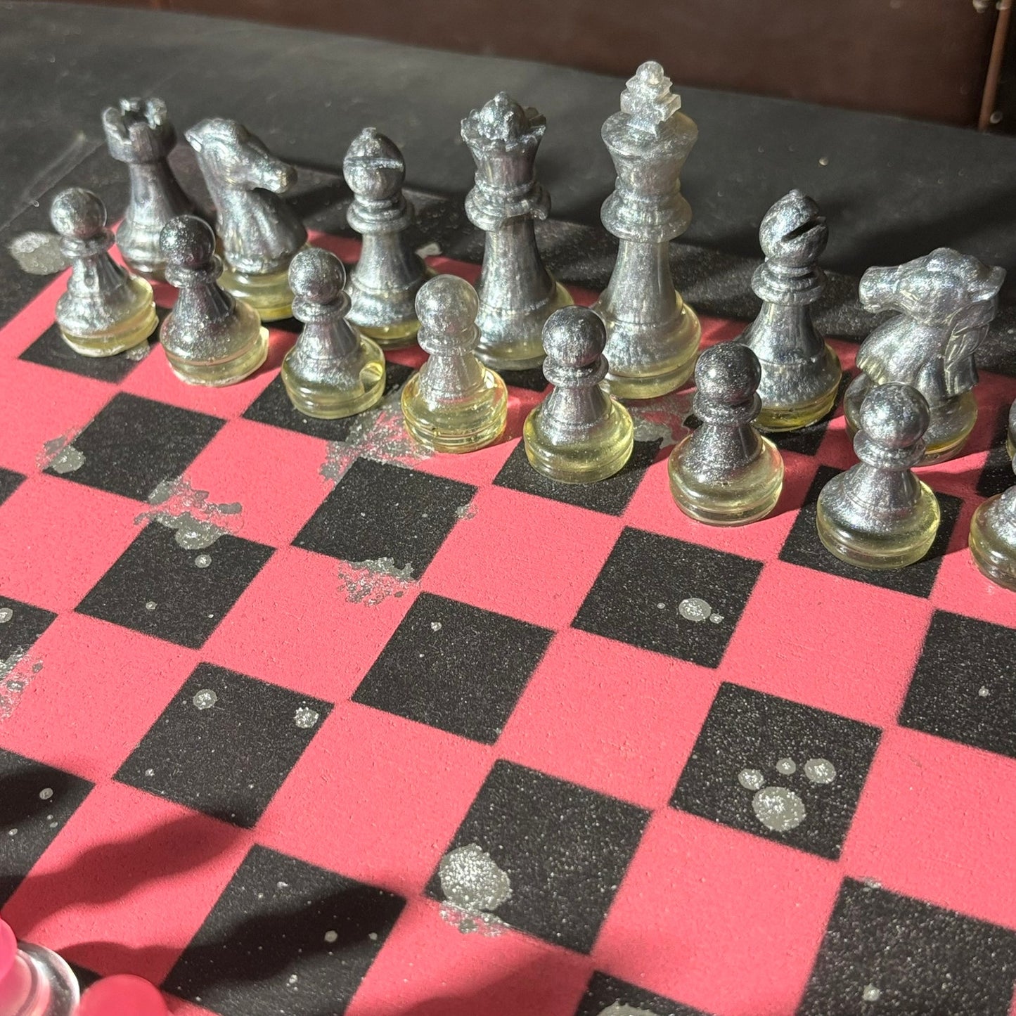 Pink & Black - Painted Chess Set