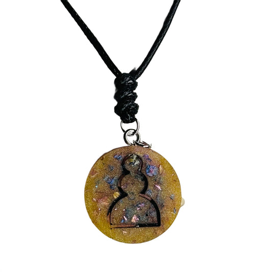 Yellow Crystal Pawn - Handmade Resin Chess Necklace